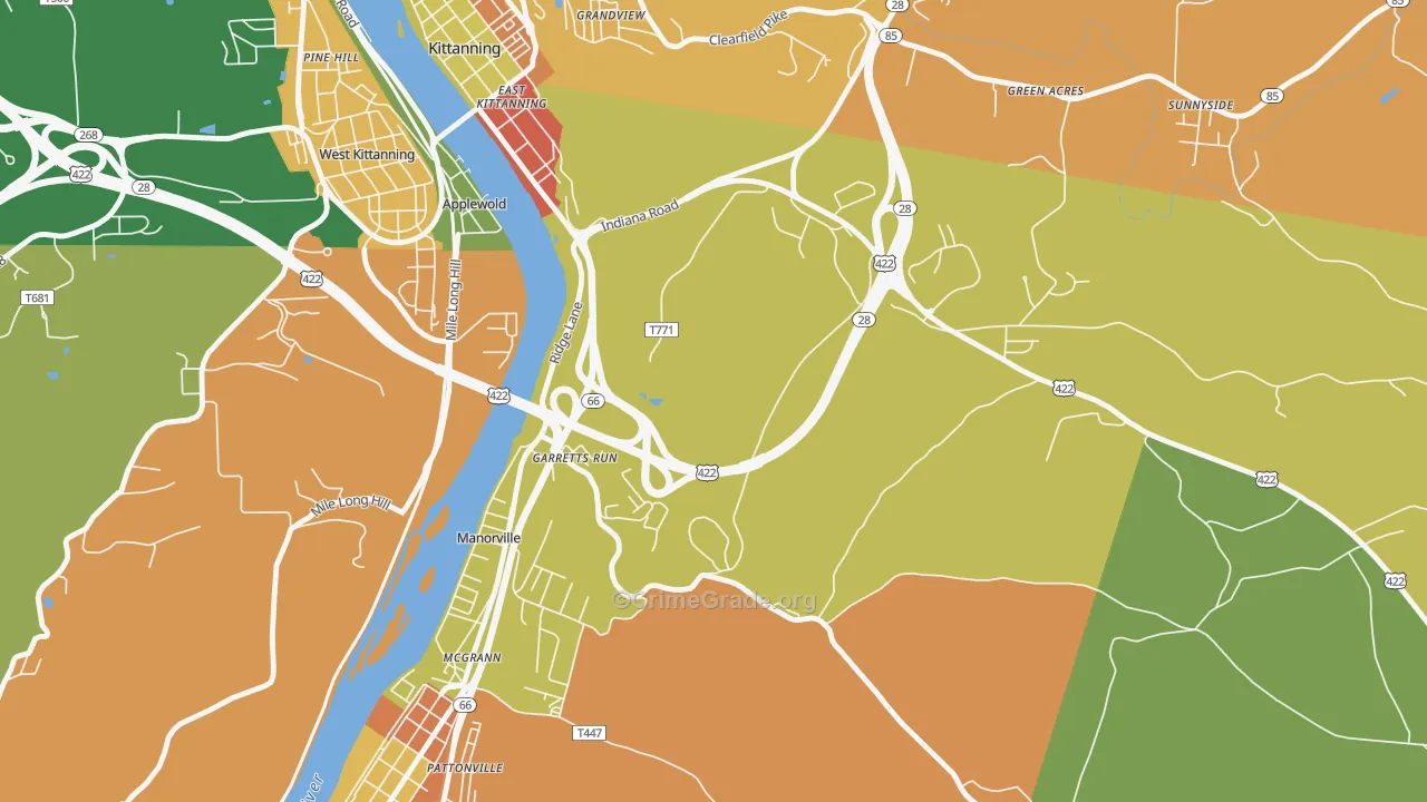 Garretts Run, PA Map of Burglary Rates