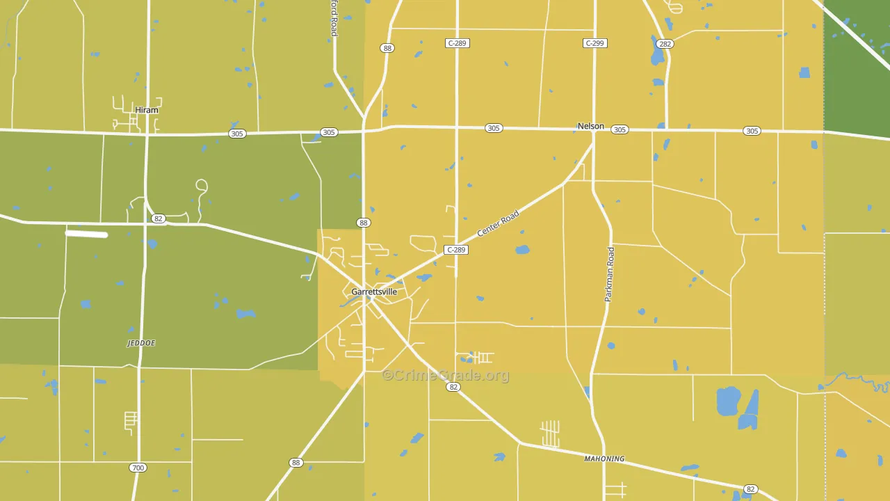 Garrettsville, OH Map of Burglary Rates