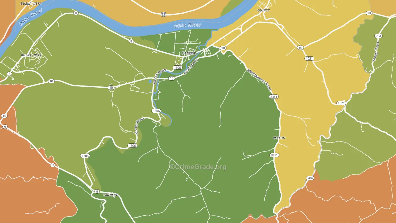 Garrison, KY Map of Burglary Rates