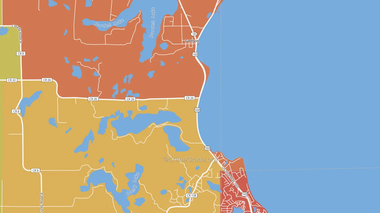 Garrison, MN Map of Burglary Rates