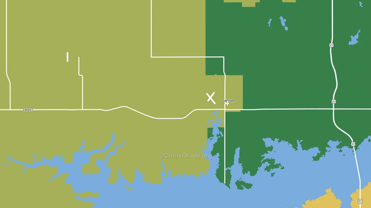 Garrison, ND Map of Burglary Rates