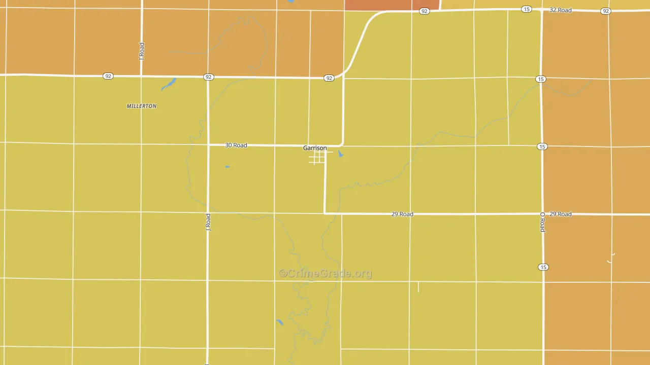 Garrison, NE Map of Burglary Rates