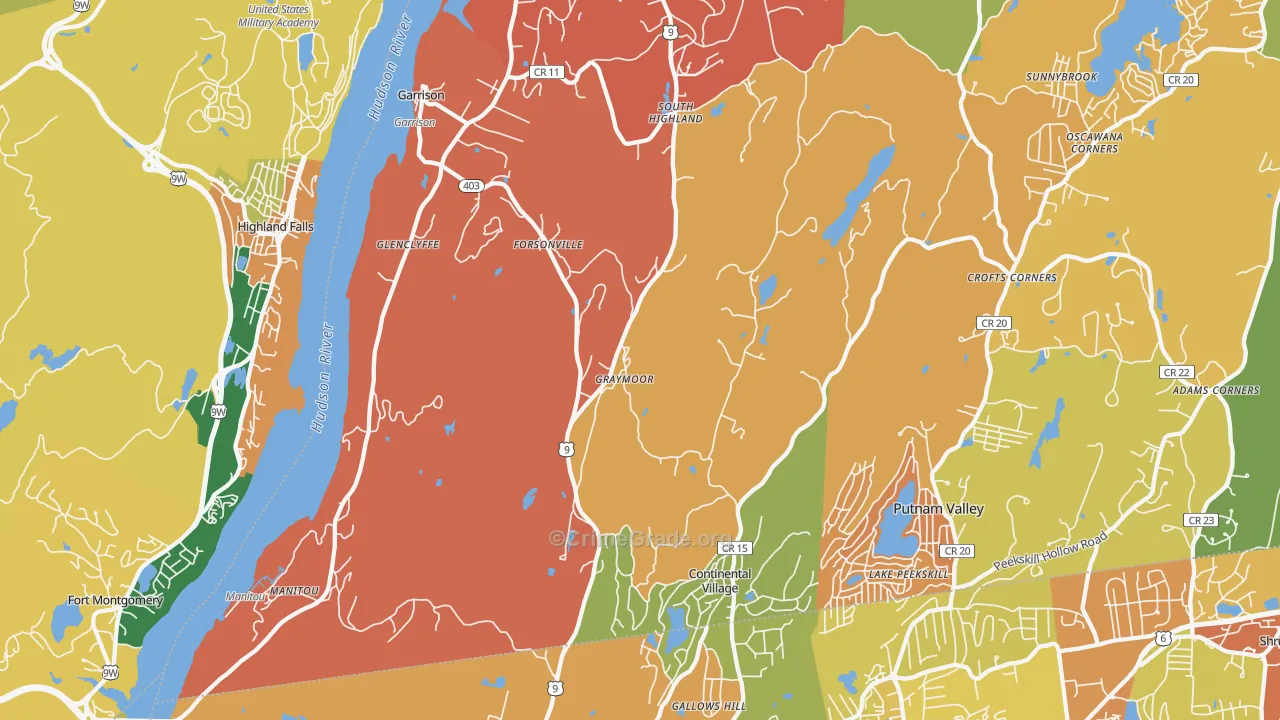 Garrison, NY Map of Burglary Rates