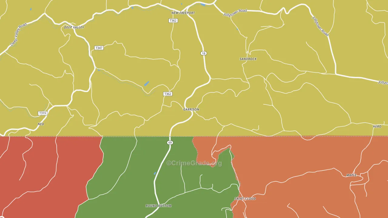 Garrison, PA Map of Burglary Rates