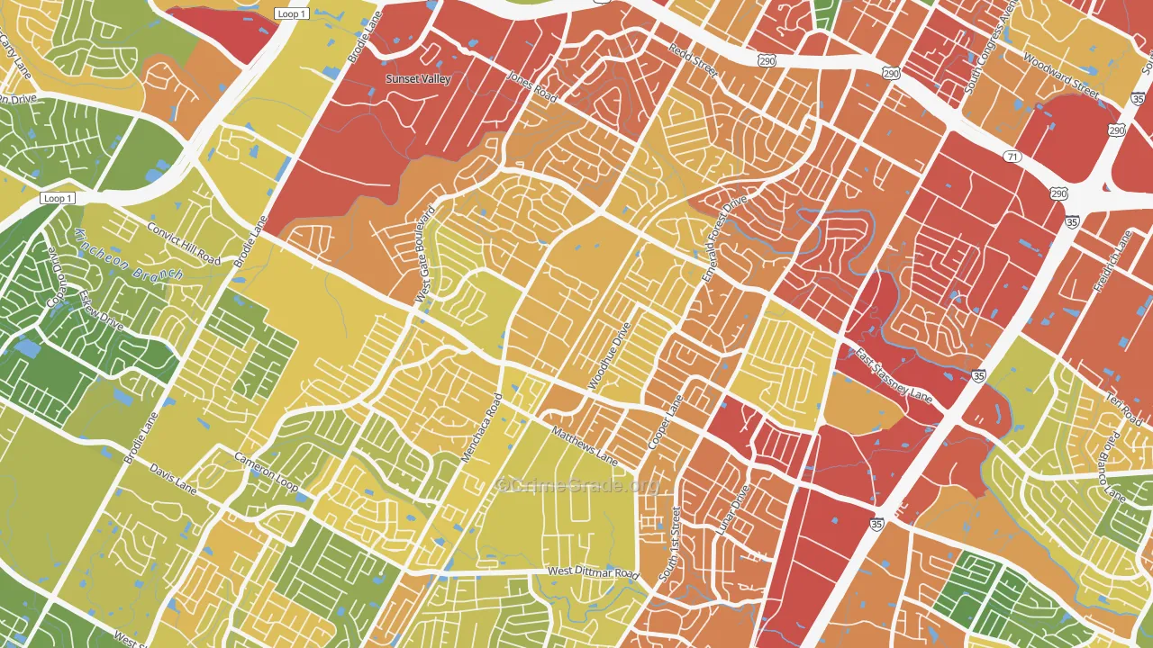 Garrison Park, Austin, TX Map of Burglary Rates