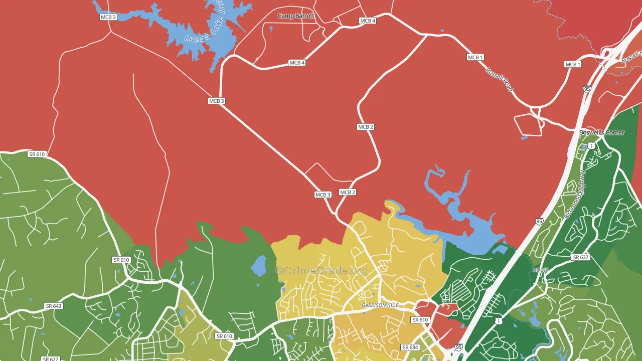 Garrisonville, VA Map of Burglary Rates