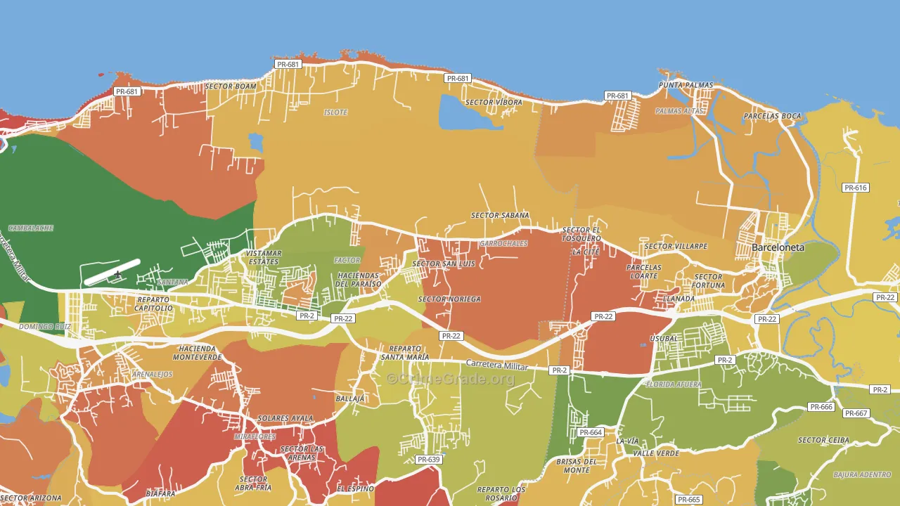 Garrochales, PR Map of Burglary Rates