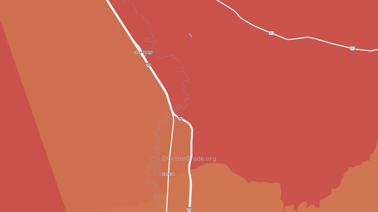 Garryowen, MT Map of Burglary Rates