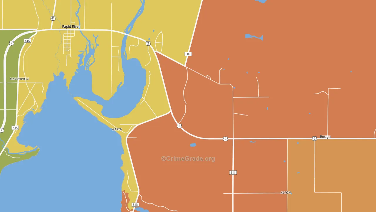 Garth, MI Map of Burglary Rates