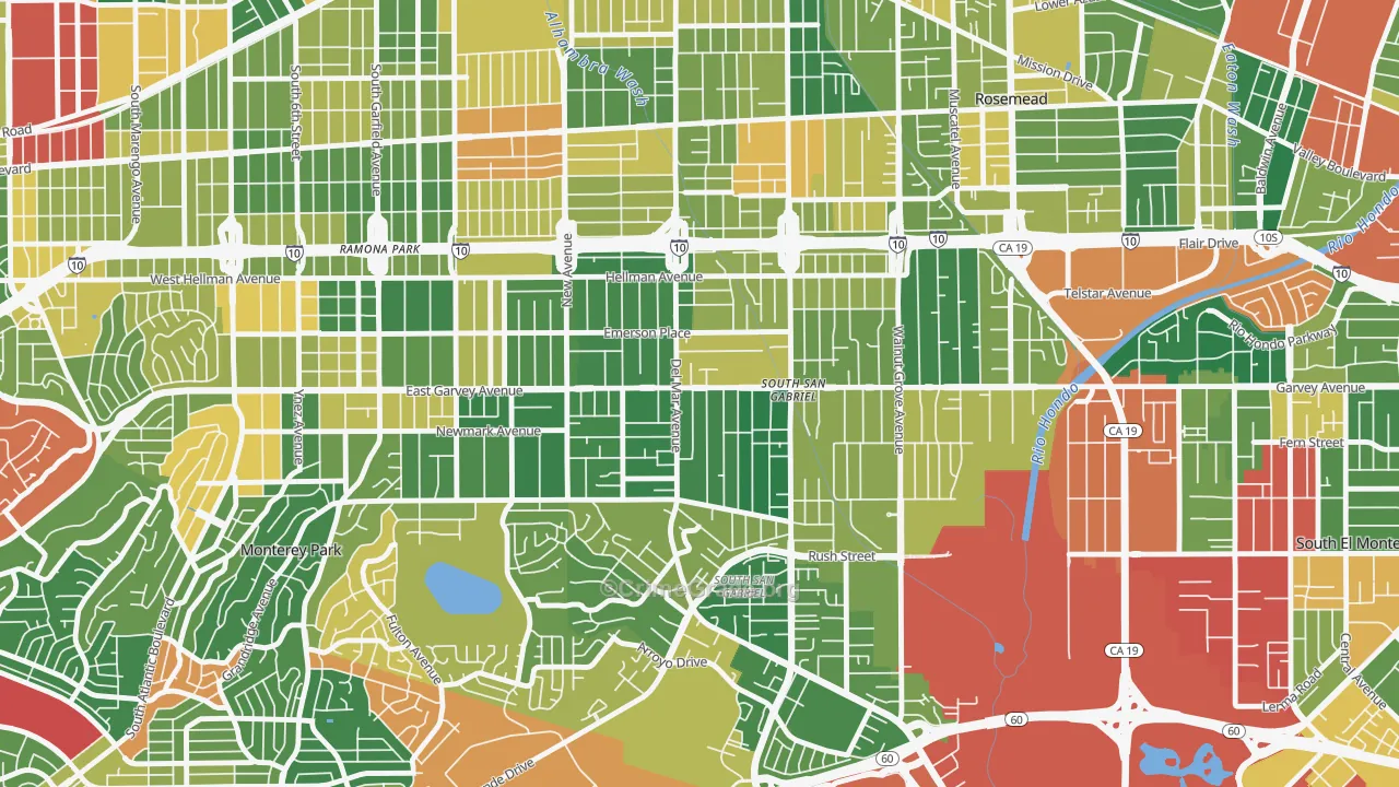Garvey, Rosemead, CA Map of Burglary Rates