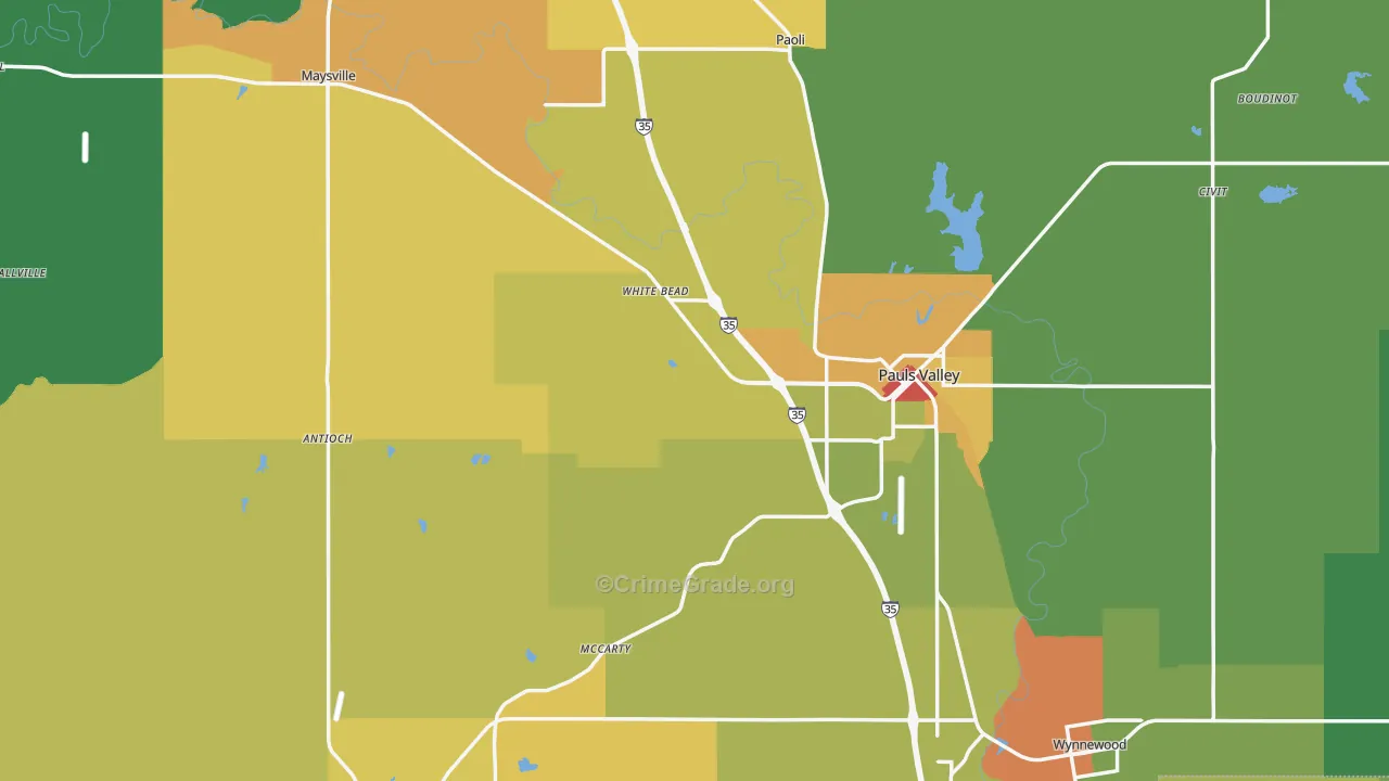 Garvin County, OK Map of Burglary Rates