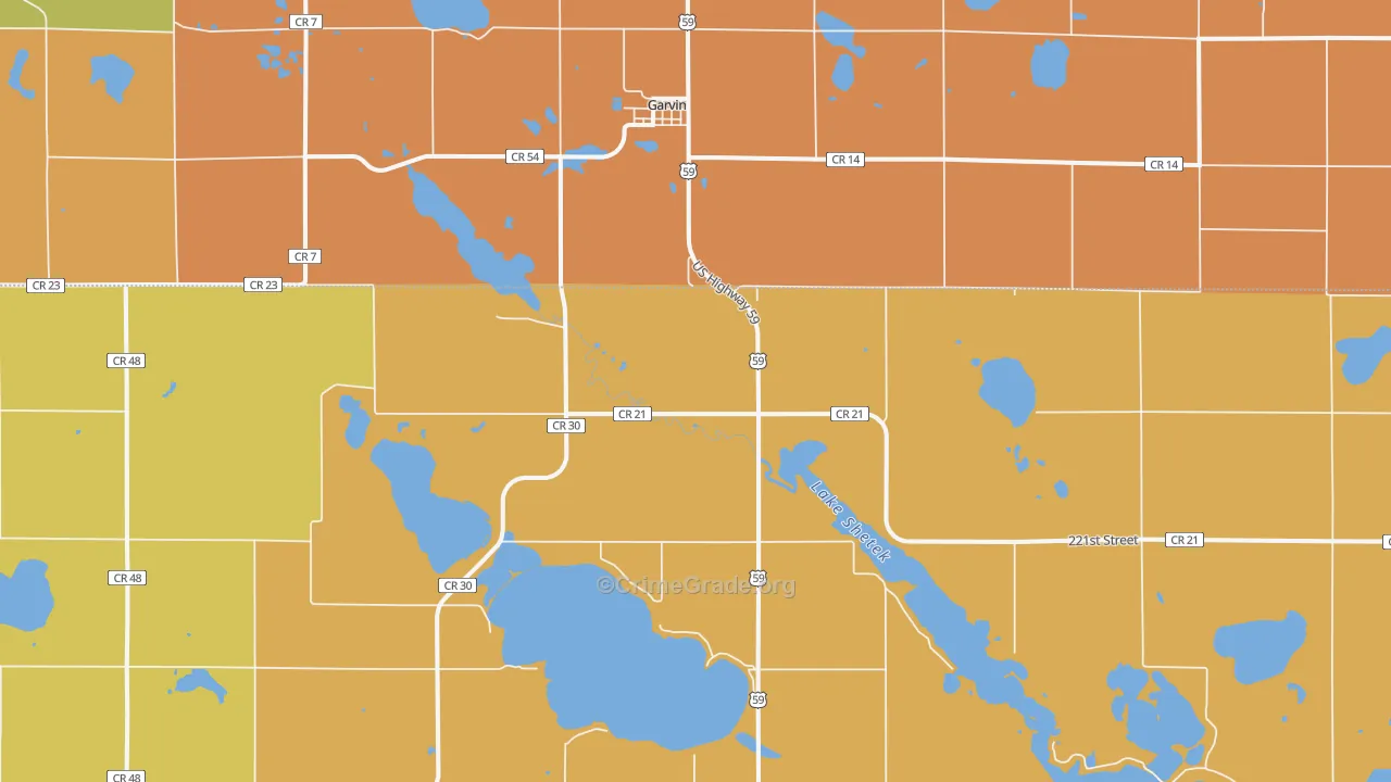 Garvin, MN Map of Burglary Rates