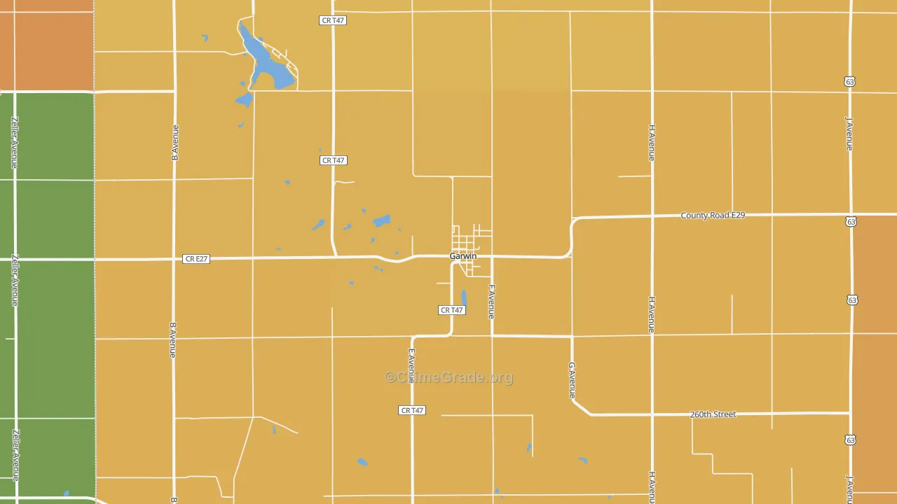 Garwin, IA Map of Burglary Rates