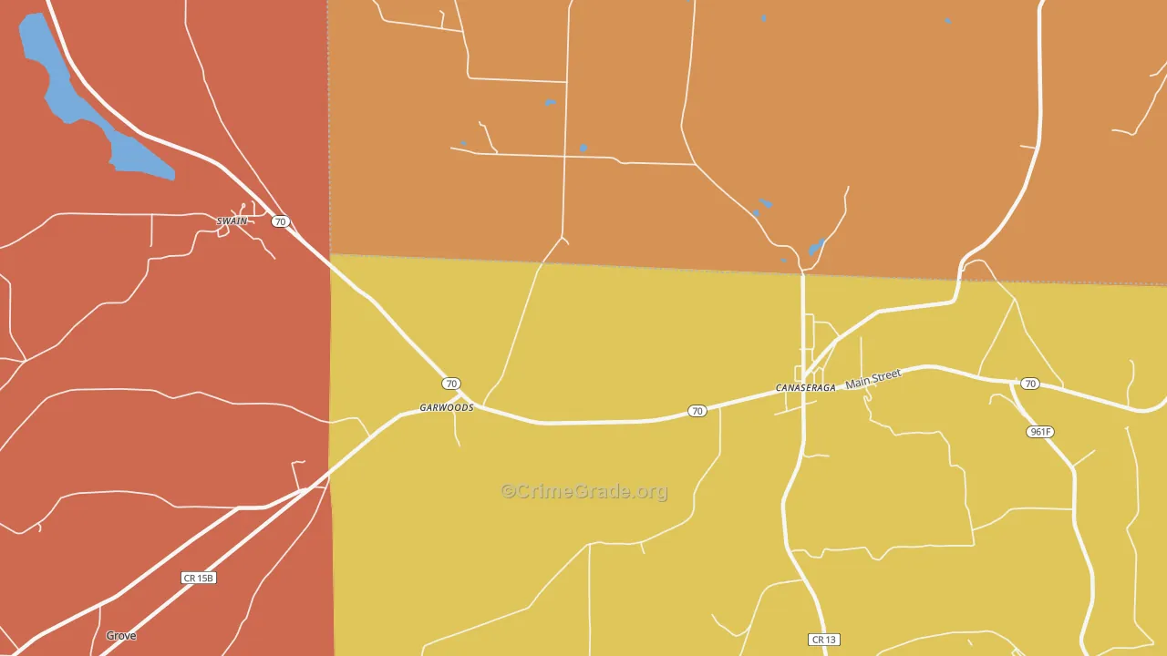 Garwoods, NY Map of Burglary Rates