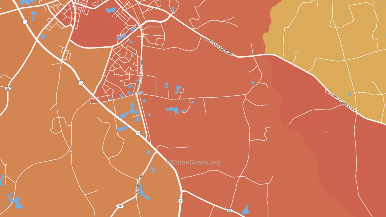 Gary, GA Map of Burglary Rates