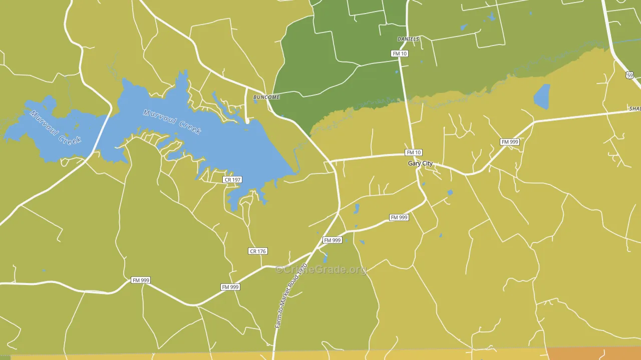 Gary, TX Map of Burglary Rates