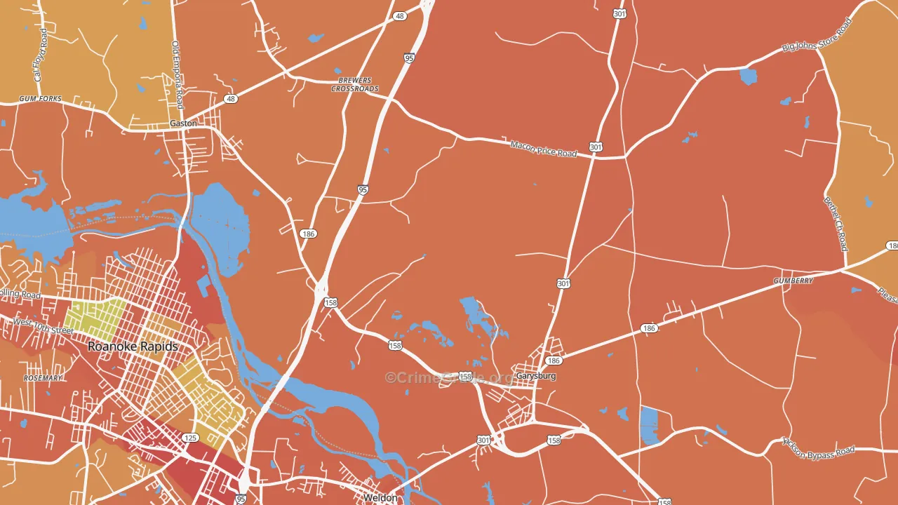 Garysburg, NC Map of Burglary Rates