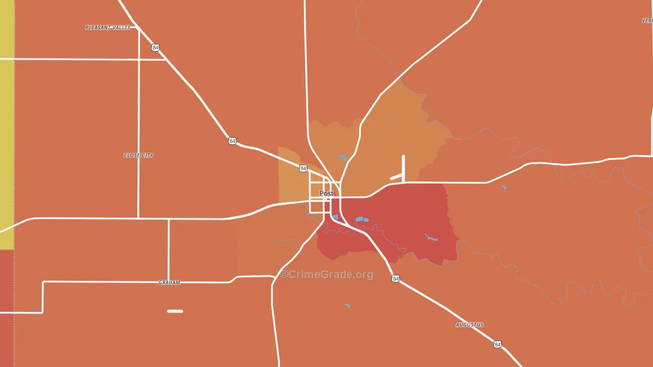 Garza County, TX Map of Burglary Rates