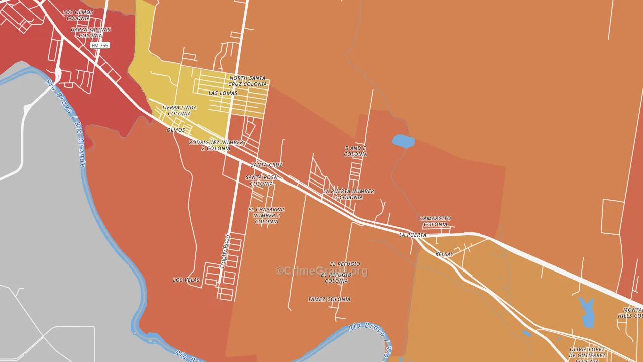 Garza-Salinas II, TX Map of Burglary Rates
