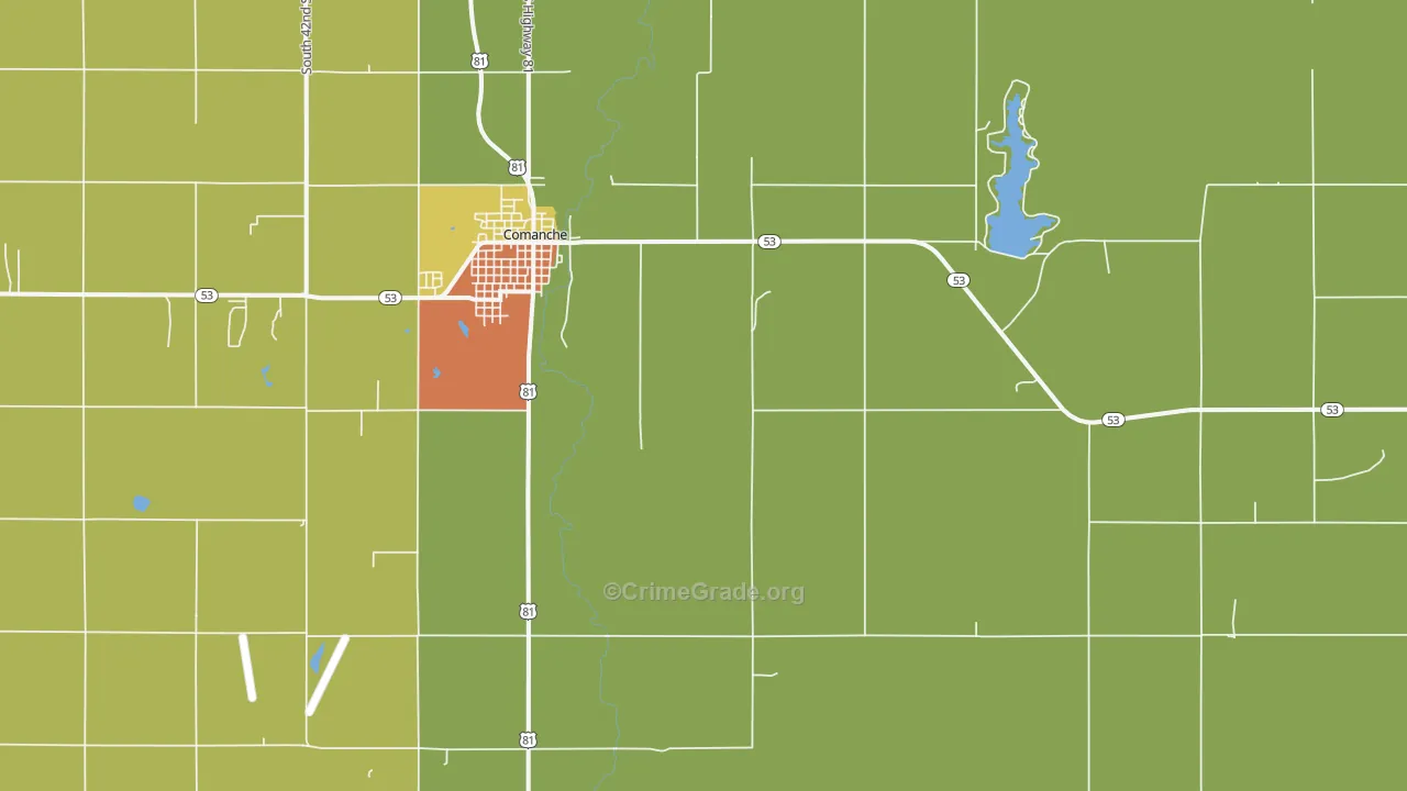 Gas City, OK Map of Burglary Rates