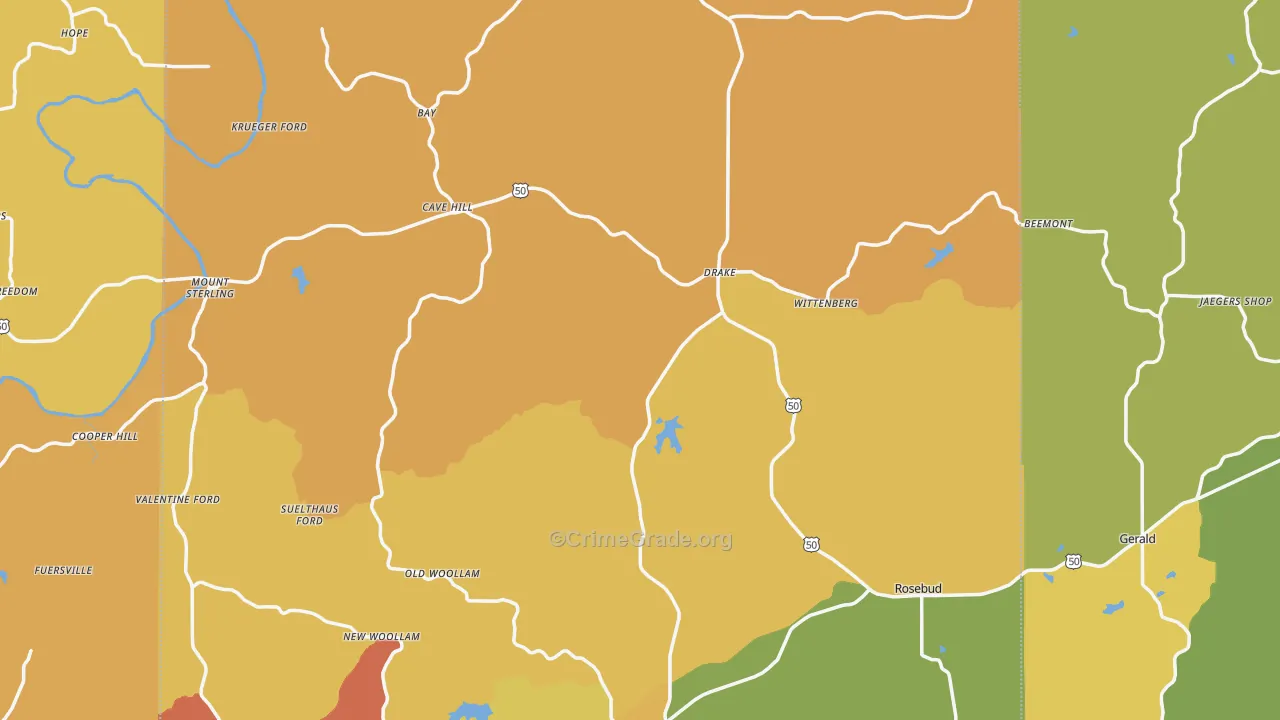 Gasconade County, MO Map of Burglary Rates