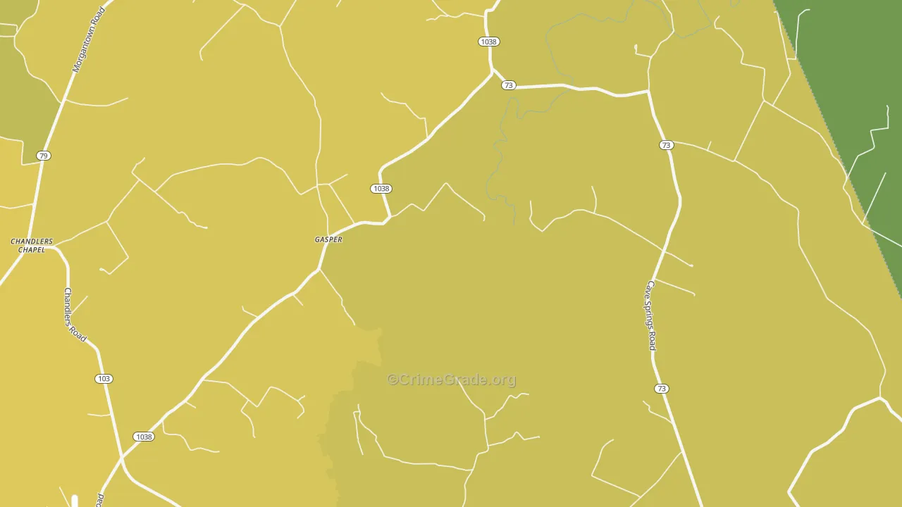 Gasper, KY Map of Burglary Rates