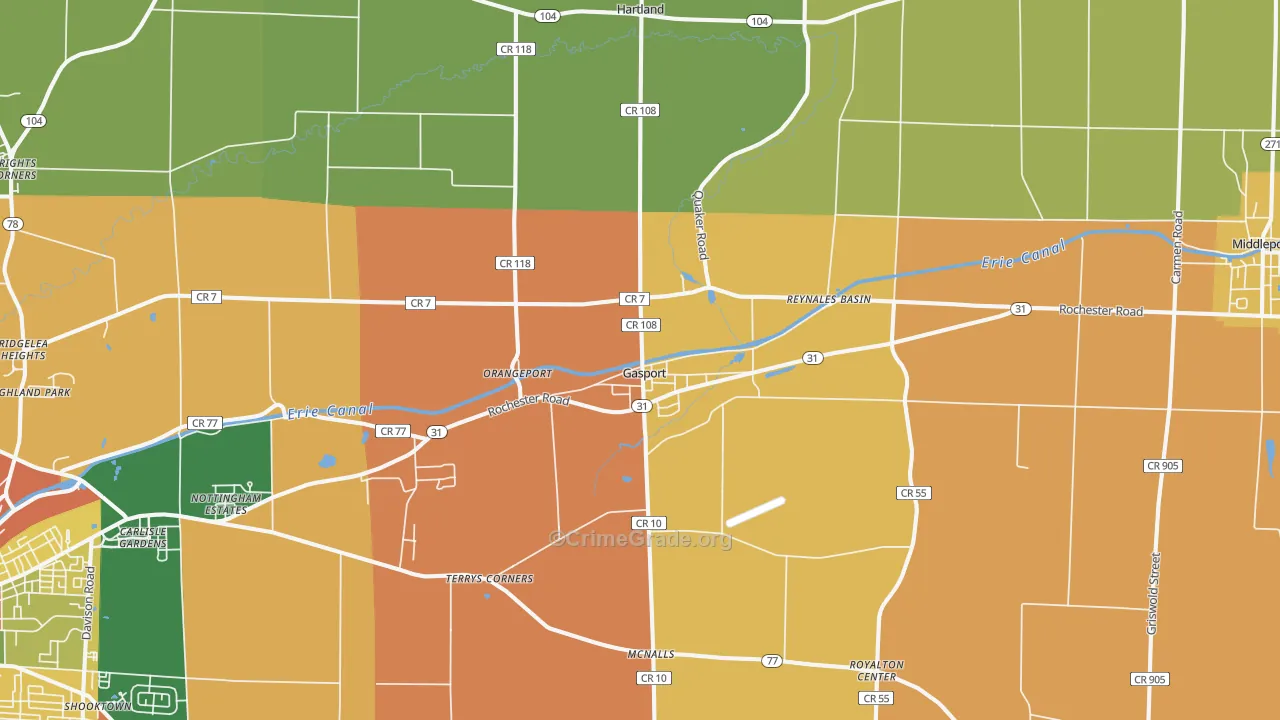 Gasport, NY Map of Burglary Rates