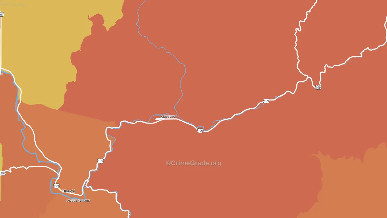 Gasquet, CA Map of Burglary Rates