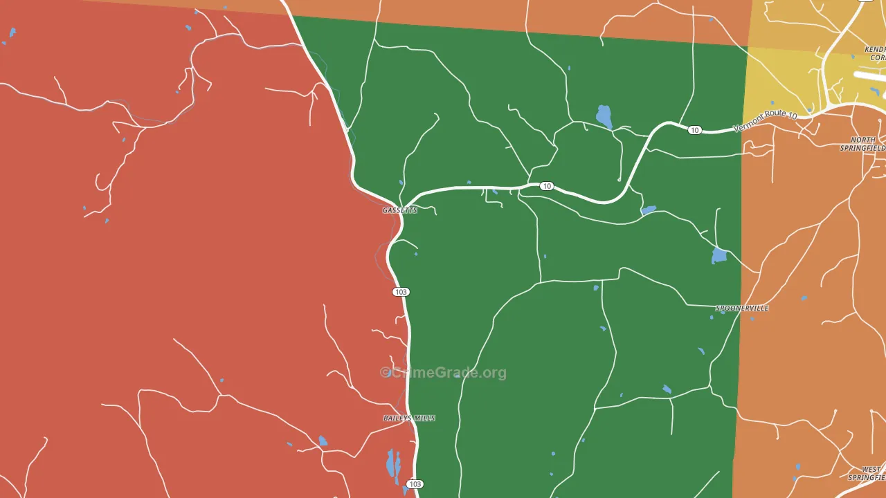 Gassetts, VT Map of Burglary Rates