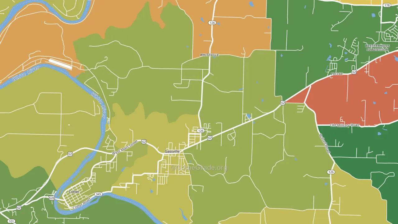 Gassville, AR Map of Burglary Rates