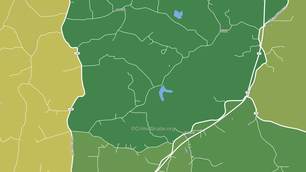 Gatchel, IN Map of Burglary Rates