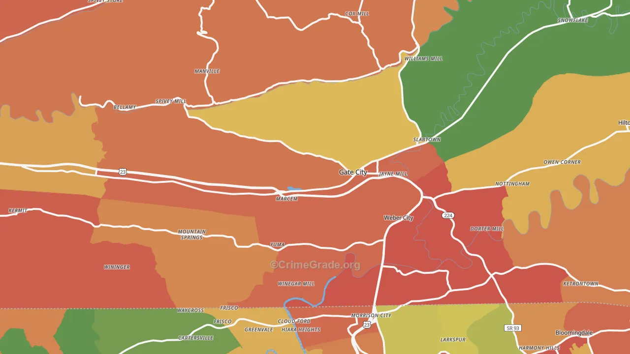 Gate City, VA Map of Burglary Rates