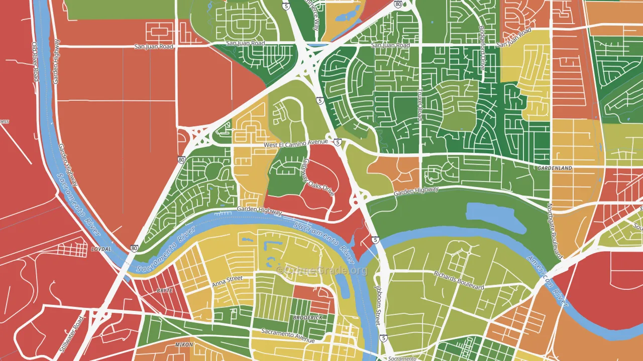 Gateway Center, Sacramento, CA Map of Burglary Rates