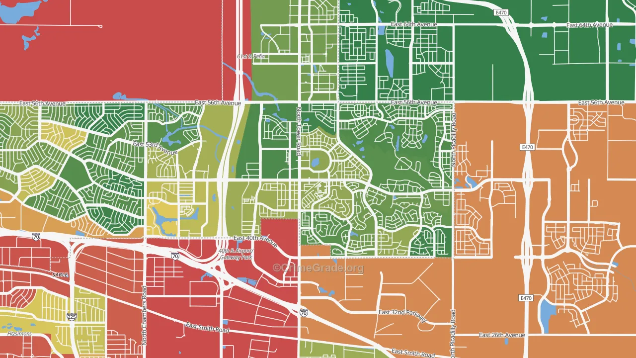 Gateway-Green Valley Ranch, Denver, CO Map of Burglary Rates