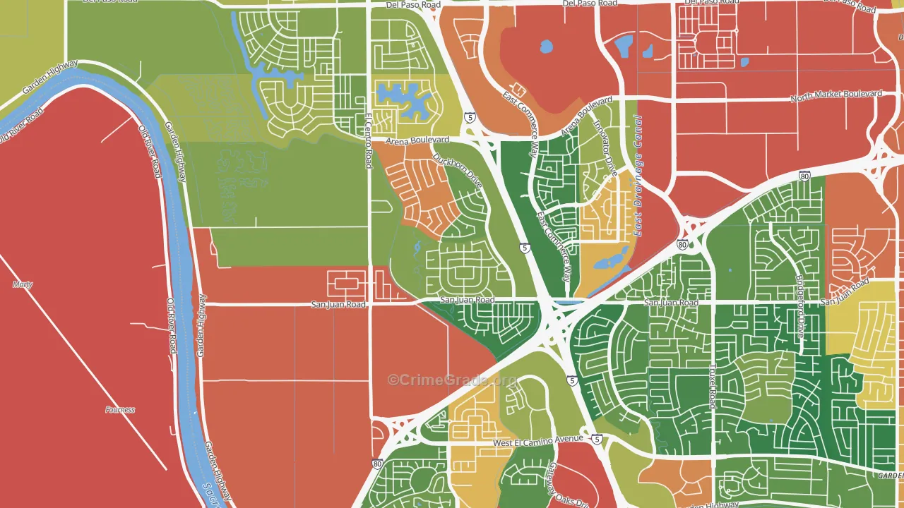 Gateway West, Sacramento, CA Map of Burglary Rates