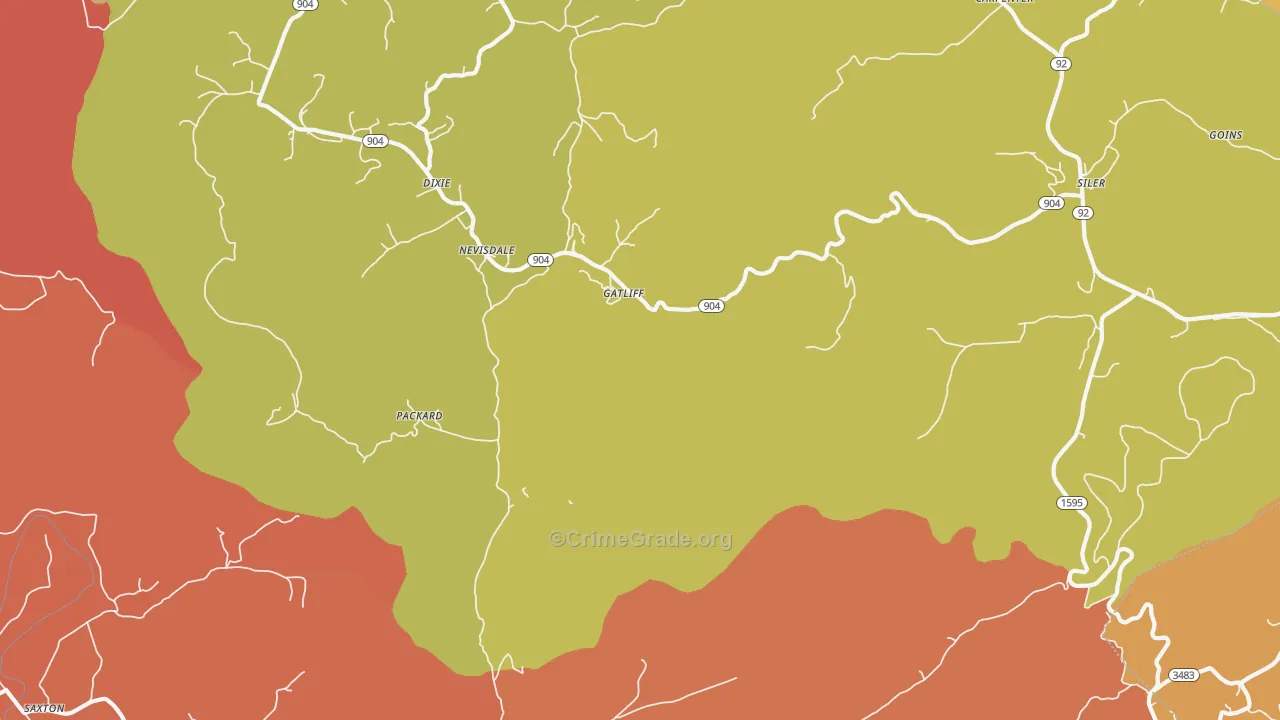 Gatliff, KY Map of Burglary Rates