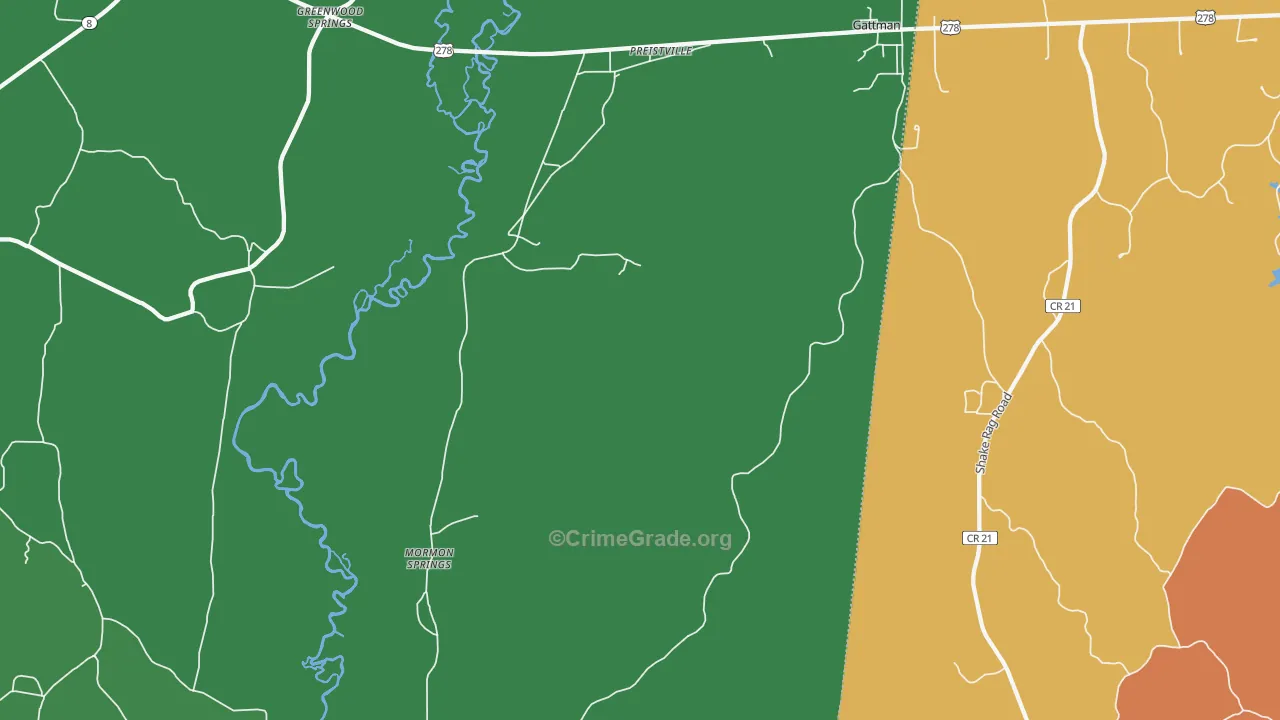 Gattman, MS Map of Burglary Rates
