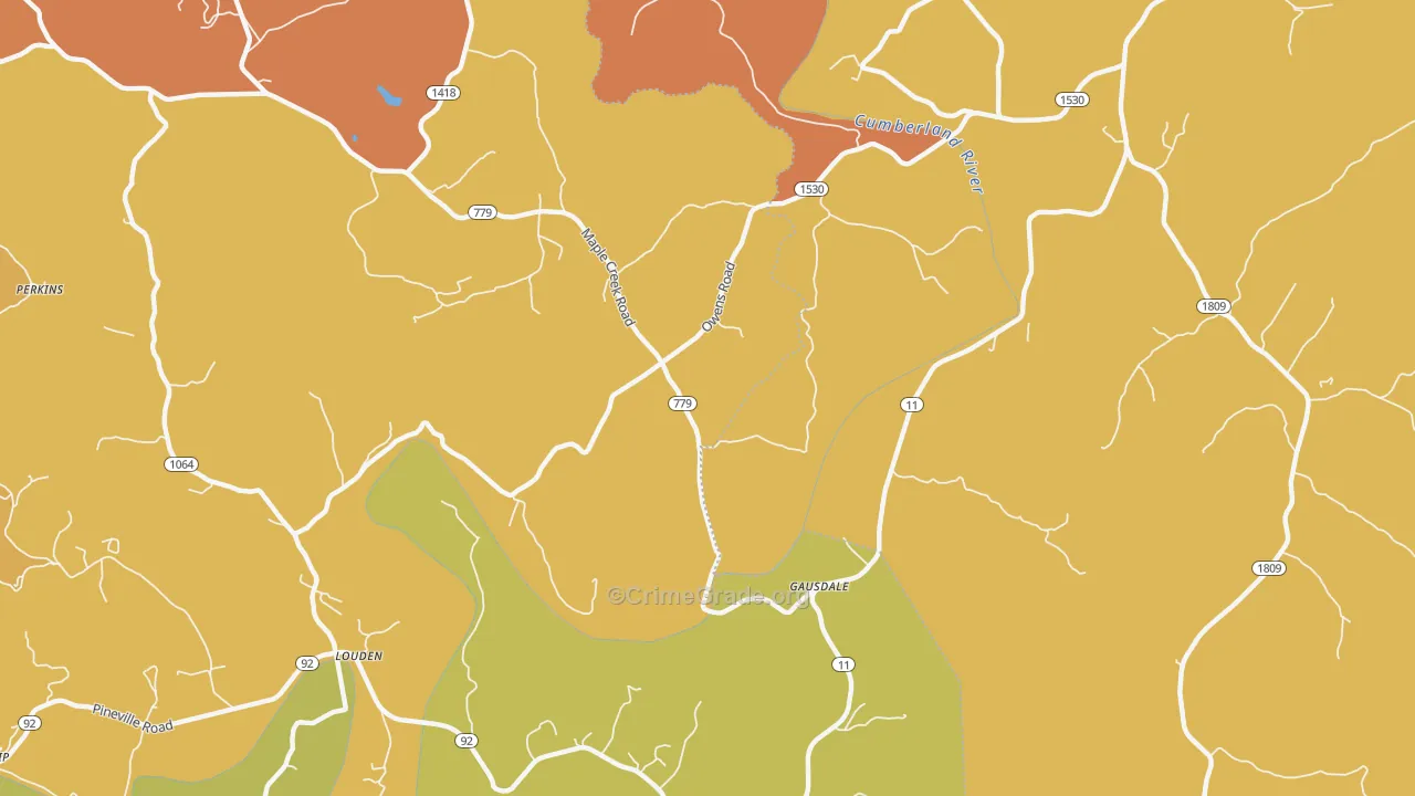 Gausdale, KY Map of Burglary Rates