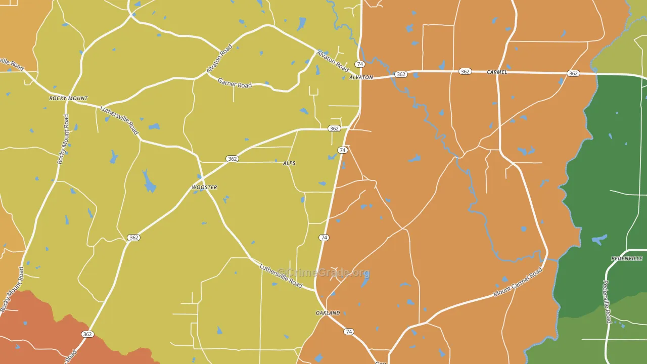 Gay, GA Map of Burglary Rates