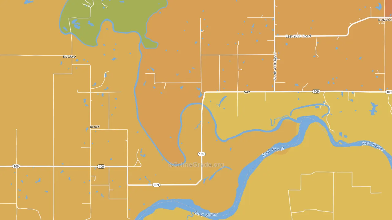 Gay, OK Map of Burglary Rates