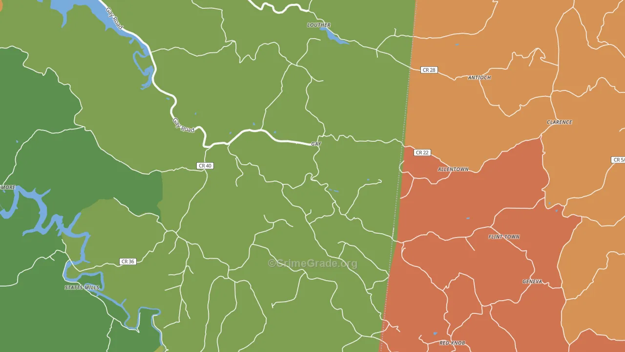 Gay, WV Map of Burglary Rates