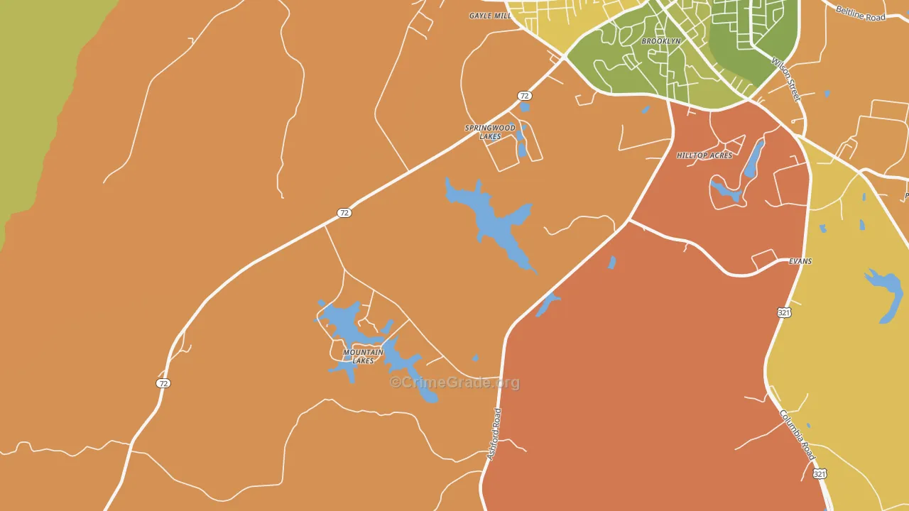 Gayle Mill, SC Map of Burglary Rates
