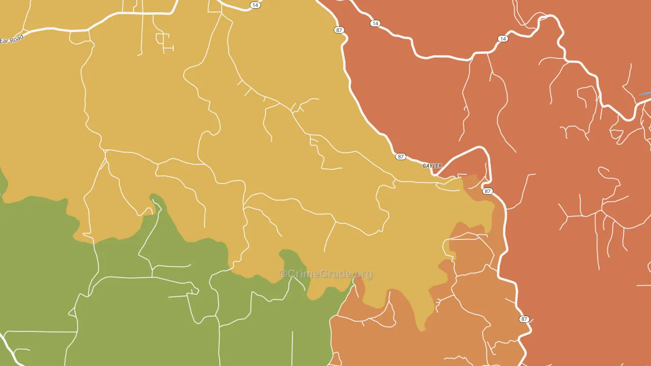 Gayler, AR Map of Burglary Rates