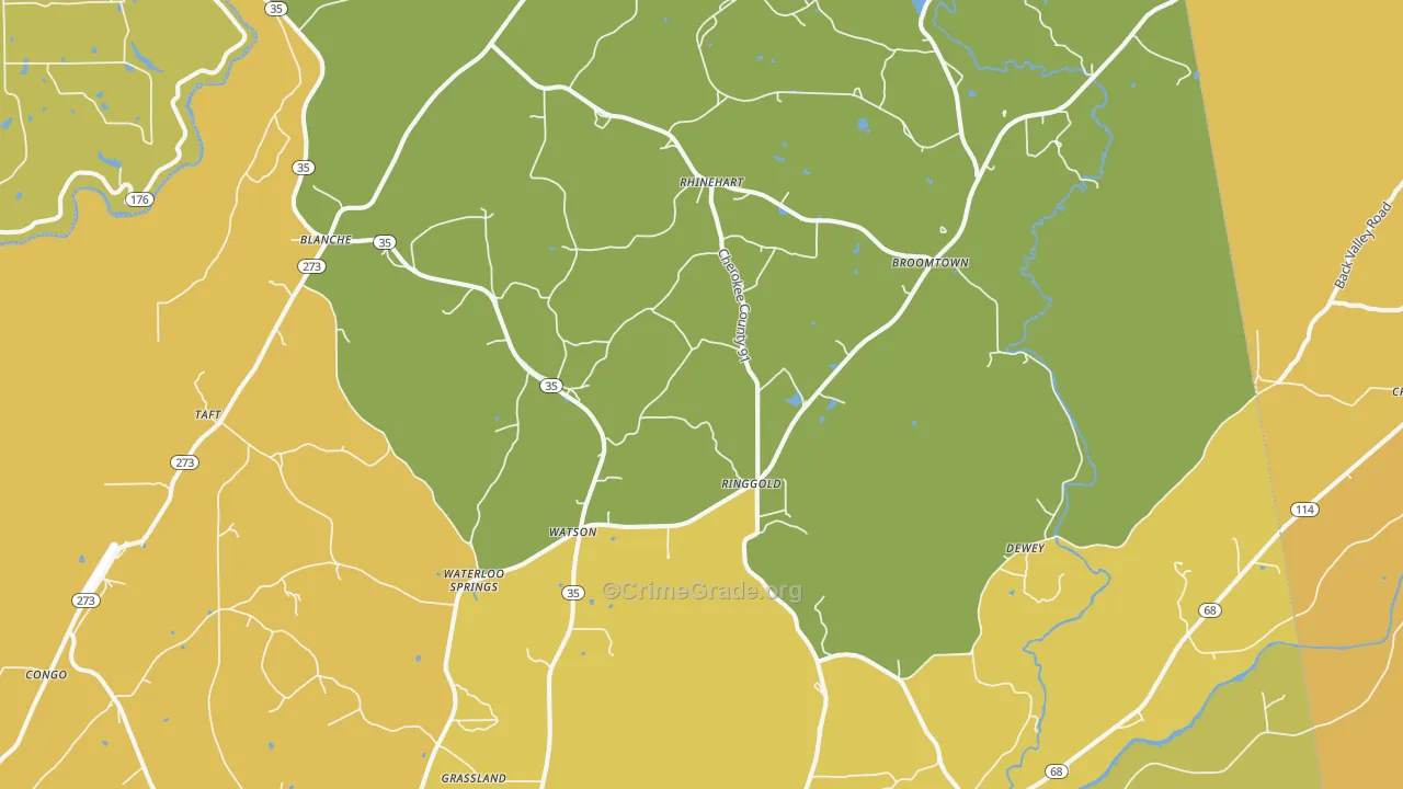 Gaylesville, AL Map of Burglary Rates