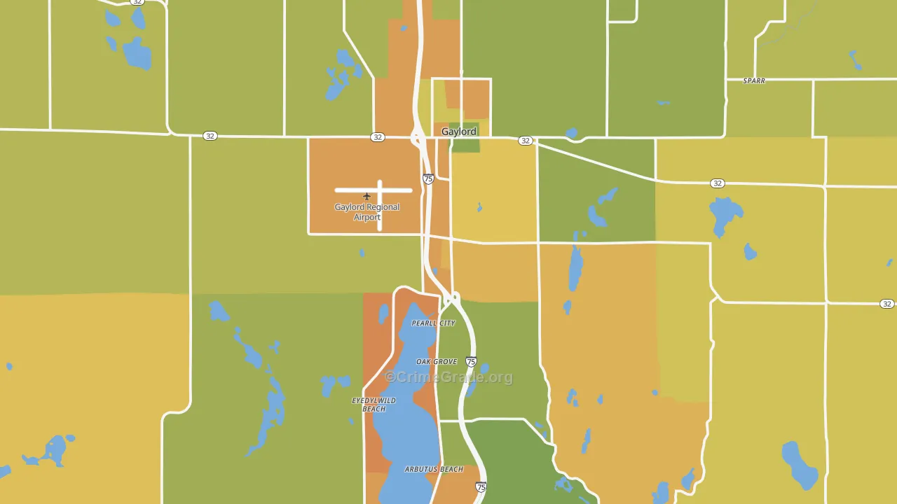 Gaylord, MI Map of Burglary Rates