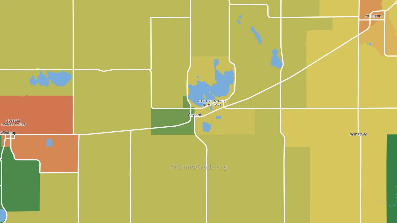 Gaylord, MN Map of Burglary Rates
