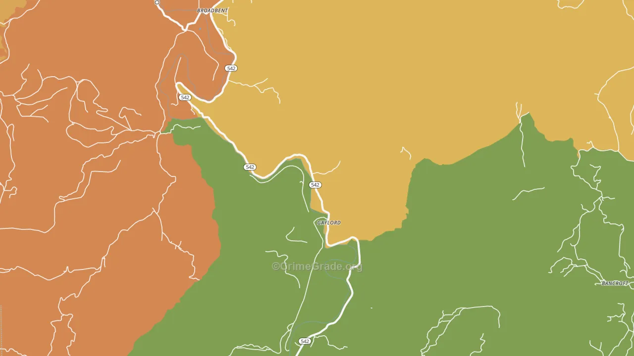 Gaylord, OR Map of Burglary Rates