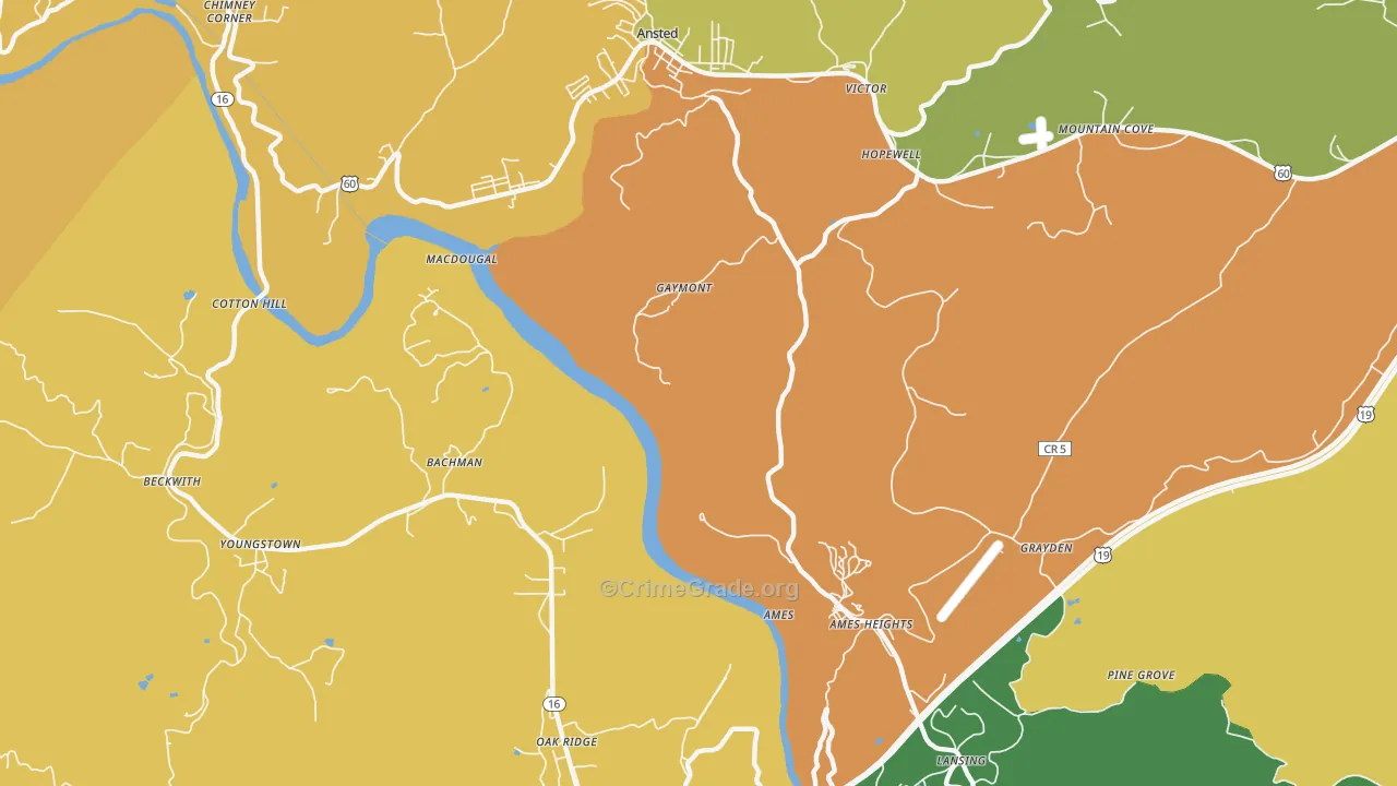 Gaymont, WV Map of Burglary Rates