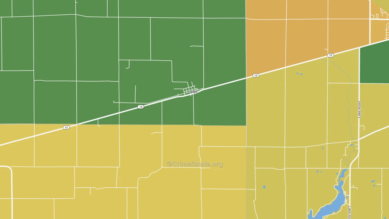 Gays, IL Map of Burglary Rates