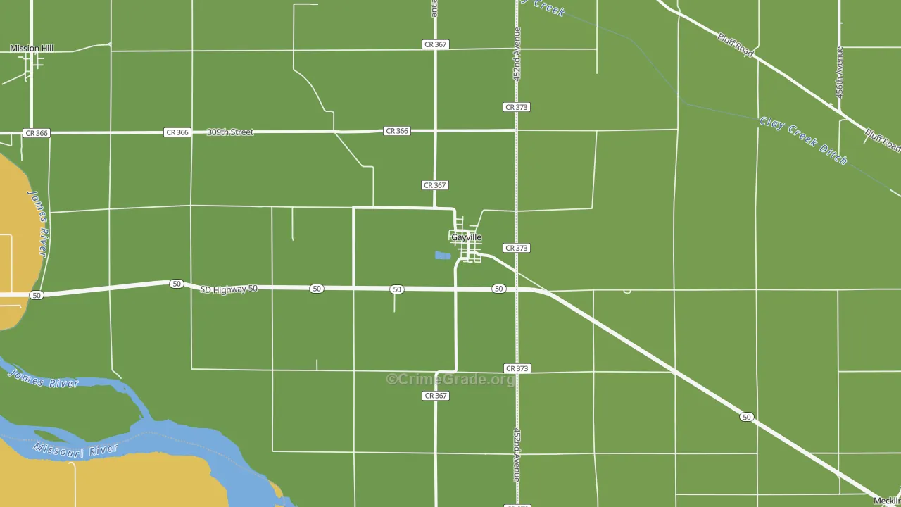 Gayville, SD Map of Burglary Rates